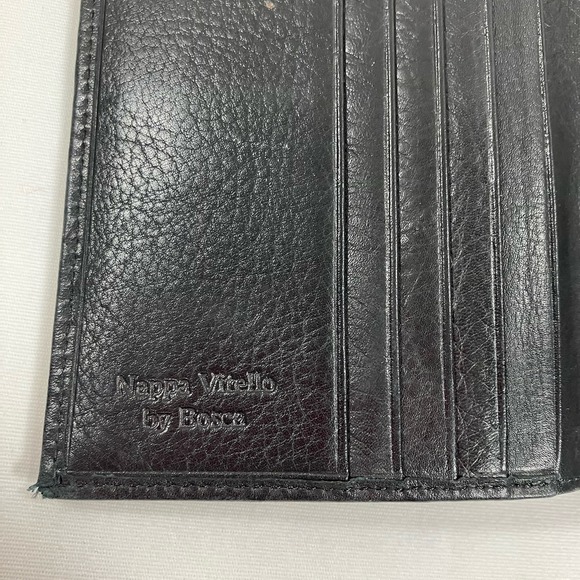 Vintage Nappa Vitello by Bosca Black Leather Bi-Fold Wallet with Card Slots - Picture 1 of 6